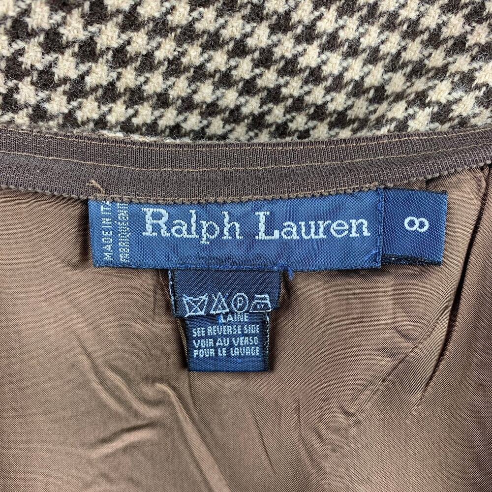 RALPH LAUREN Blue Label Size 8 Brown & Beige Houndstooth Wool Pencil Skirt - Picture 4 of 4